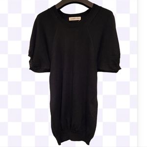 DIABLESS PARIS VINTAGE BLACK PUFF SLEEVE  KNIT SWEATER DRESS.SMALL